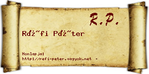 Réfi Péter névjegykártya