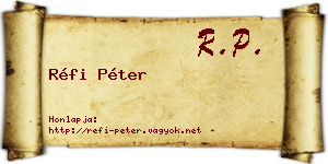 Réfi Péter névjegykártya